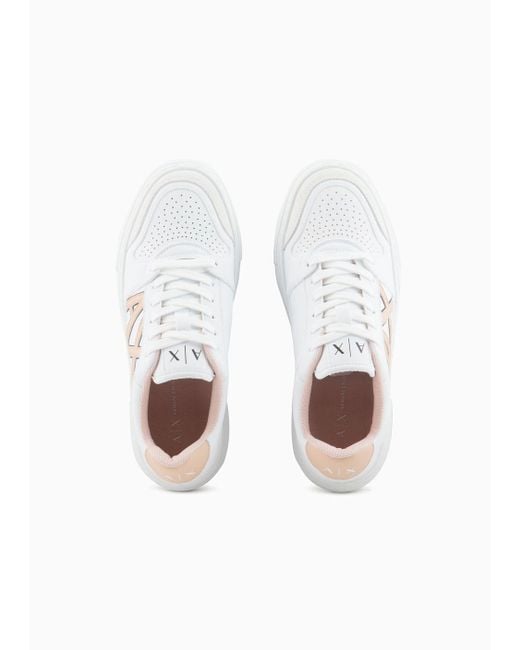 Sneakers Con Suola Alta E Logo A Contrasto di Armani Exchange in White