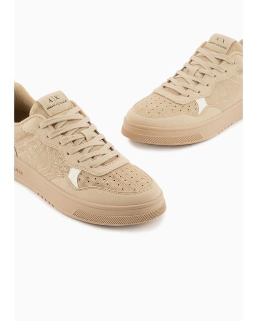 Armani Exchange White Suede Effect Sneakers With Contrasting Detail for men