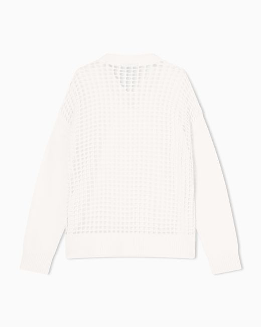 ARMANI EXCHANGE White Oversized Sweater With Perforated Back