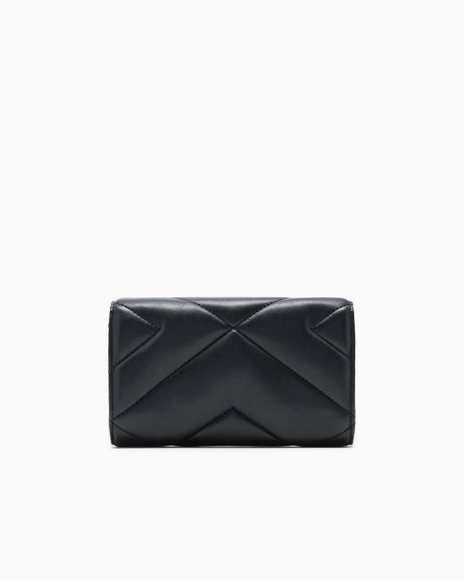 ARMANI EXCHANGE Black Quilted Faux Leather Crossbody Bag With Chain Strap