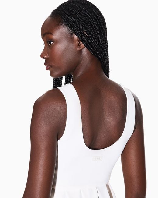 ARMANI EXCHANGE White Short Light Crepe Dress With Asymmetric Draping