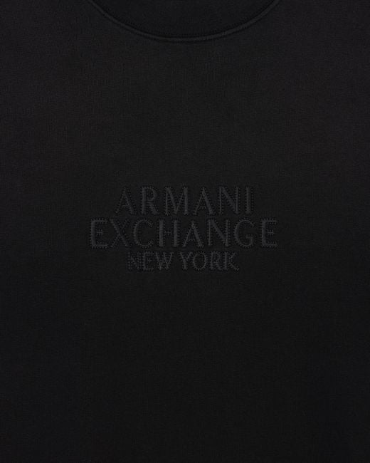 ARMANI EXCHANGE Black Used-Effect Crewneck Sweatshirt With Logo for men