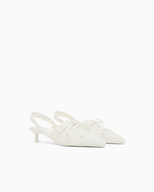 ARMANI EXCHANGE White Technical Fabric Pumps