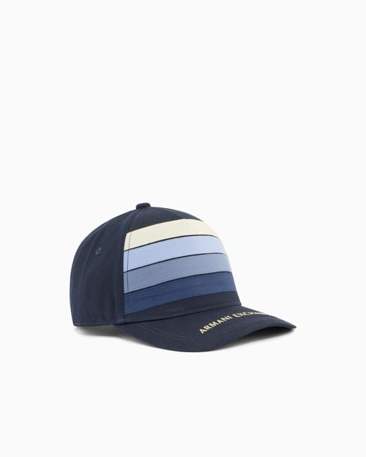 ARMANI EXCHANGE Blue Color Block Peaked Cap for men