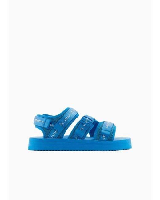 Armani Exchange Blue Multi-band Sandals With Tear for men