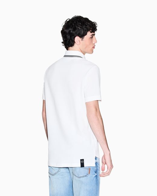 ARMANI EXCHANGE White Regular Fit Cotton Polo Shirt for men