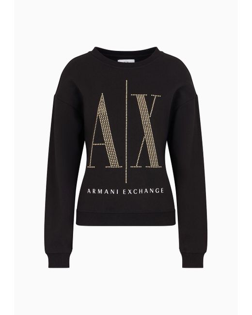 Armani Exchange Black French Terry Fabric Sweatshirt
