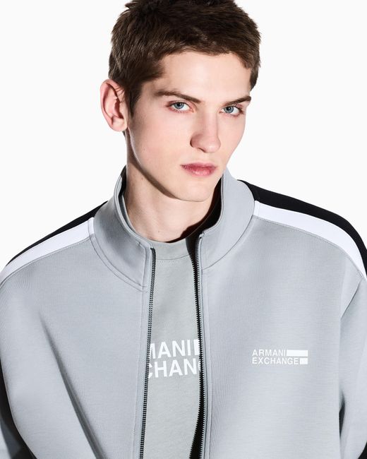 Felpa Fullzip Con Bande A Contrasto di ARMANI EXCHANGE in Gray da Uomo