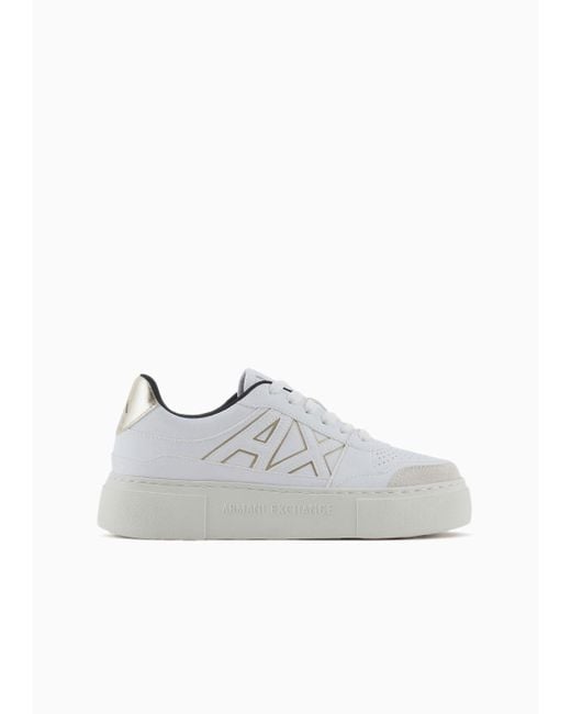 Giorgio Armani Sneakers With High Sole And Contrasting Logo in White Lyst