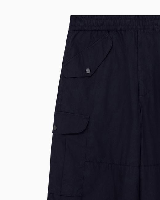 ARMANI EXCHANGE Blue Oversized Fit Trousers Cotton Poplin for men