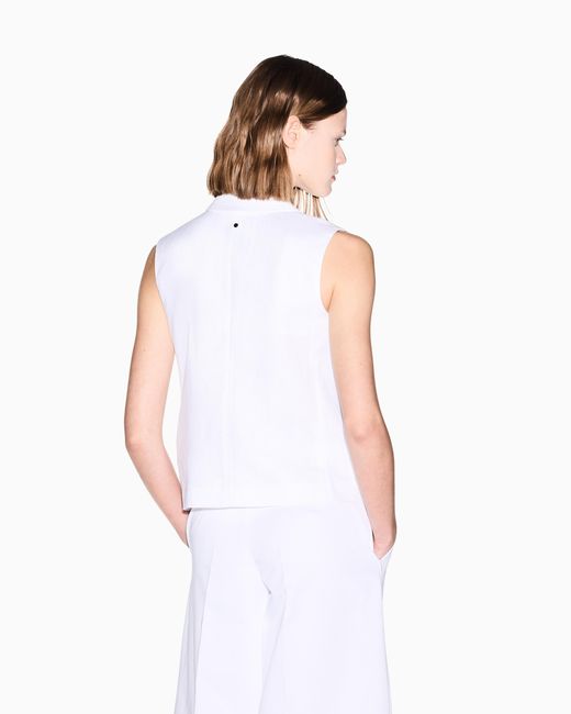 ARMANI EXCHANGE White Double-Breasted Linen Twill Waistcoat