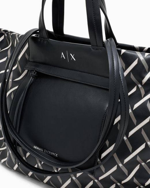 ARMANI EXCHANGE Black Große Shopper-Tasche Mit Zwei Tragegriffen