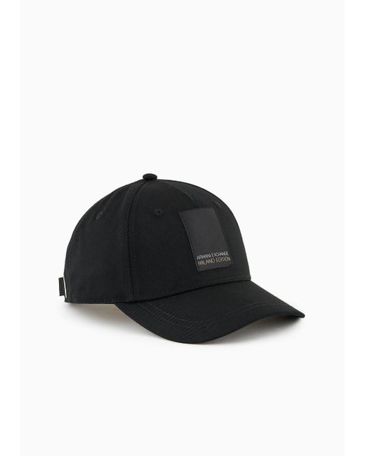 Armani Exchange Black Hat With Visor And Asv Cotton Patch