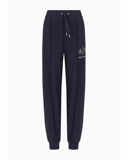 Armani Exchange Blue French Terry Jogger Trousers With Logo