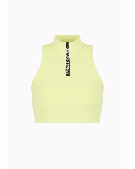 Armani Exchange Yellow Stretch Jersey Top With Zip