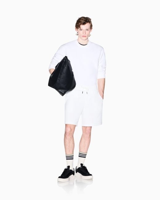 ARMANI EXCHANGE White Stretch Bonded Cotton Sweatshirt for men