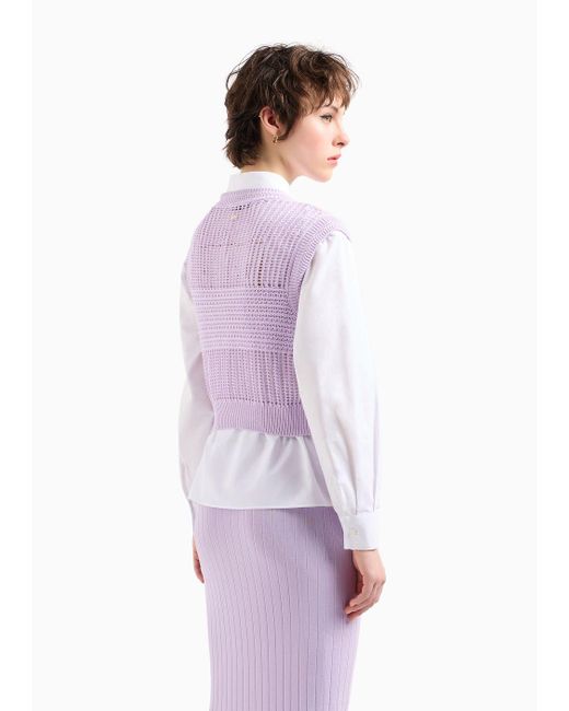 Armani Exchange Pink Maxi-striped Cotton Knit Top