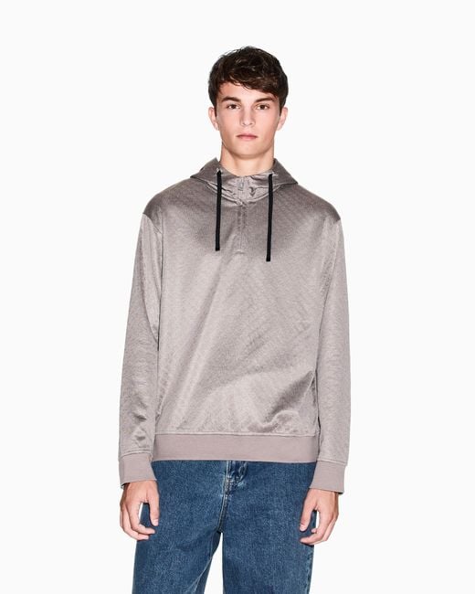 Felpa Con Cappuccio Micro Texture di ARMANI EXCHANGE in Gray da Uomo