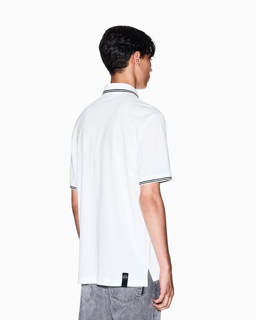 ARMANI EXCHANGE White Regular Fit Cotton Jersey Polo Shirt for men