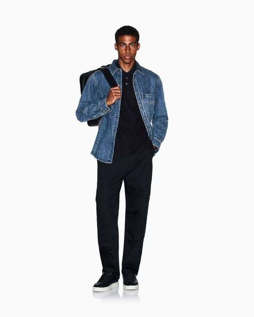 ARMANI EXCHANGE Black Regular Fit Polo Shirt With Patch for men