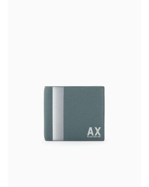 Armani Exchange Blue Book Wallet With Contrast Band And Logo for men