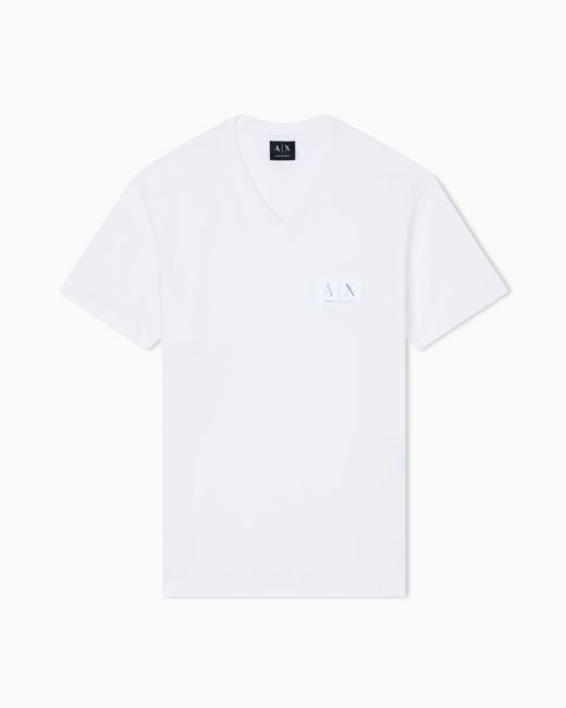 ARMANI EXCHANGE White Regular Fit T-Shirt With Logo Patch for men