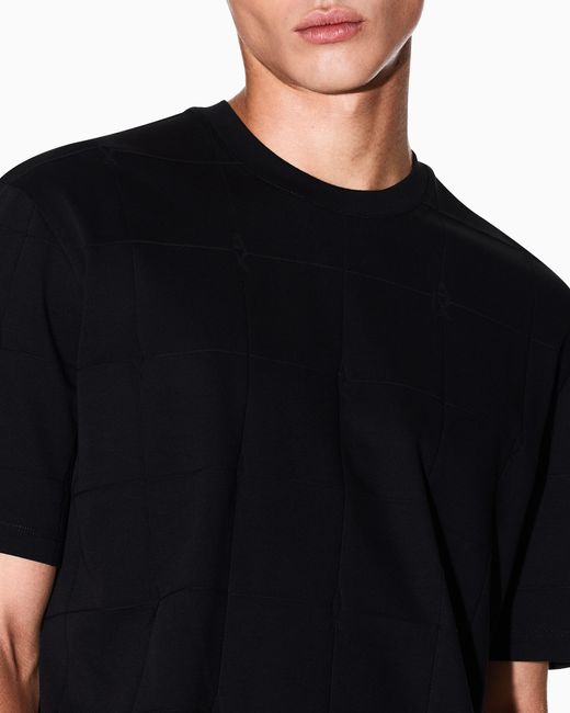 ARMANI EXCHANGE Black Geometric Pattern T-Shirt for men