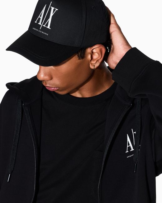 ARMANI EXCHANGE Black Baseball Cap Icon for men