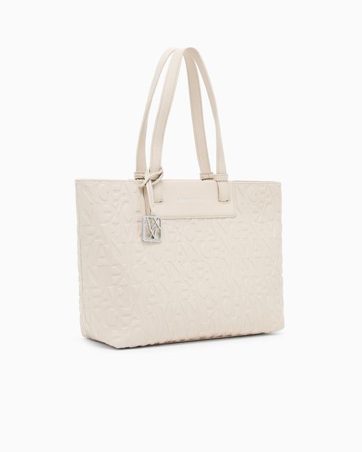 ARMANI EXCHANGE Natural Shopper Bag With Allover Logo