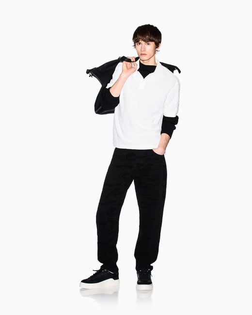 ARMANI EXCHANGE White Jacquard Polo Shirt for men