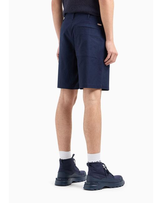 Armani Exchange Blue Chino Shorts In Stretch Cotton Gabardine for men