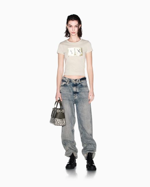ARMANI EXCHANGE White Slim Fit T-Shirt Cotton Jersey