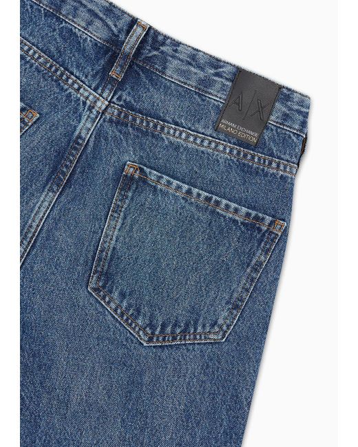 Armani Exchange Blue J16 Boyfriend Fit Cropped Jeans In Washed Denim
