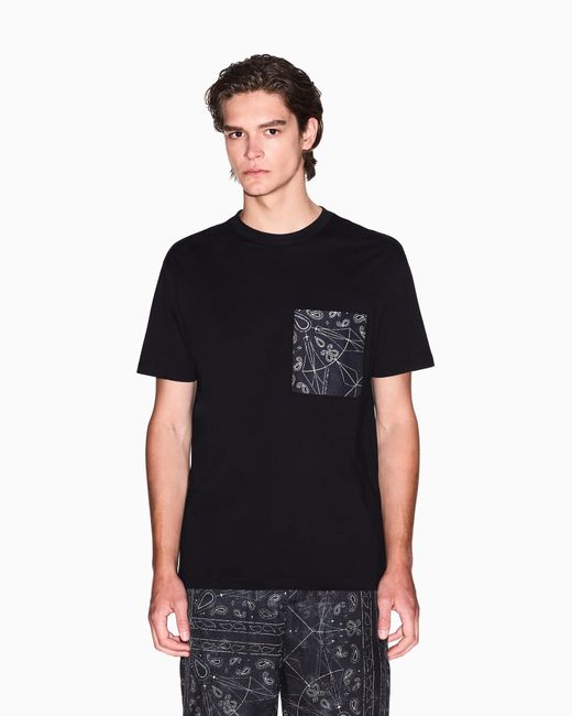 T-Shirt Coupe Régulière Avec Poche À Motifs ARMANI EXCHANGE pour homme en coloris Black