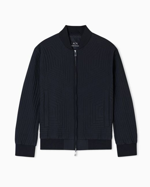 ARMANI EXCHANGE Blue Geometric Quilted Bomber for men