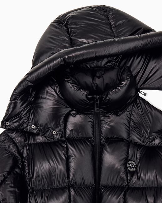 ARMANI EXCHANGE Black Down Jacket Nylon Down Filling for men