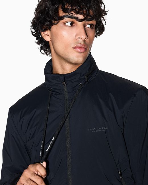ARMANI EXCHANGE Blue Stretch Nylon Jacket With Zip for men