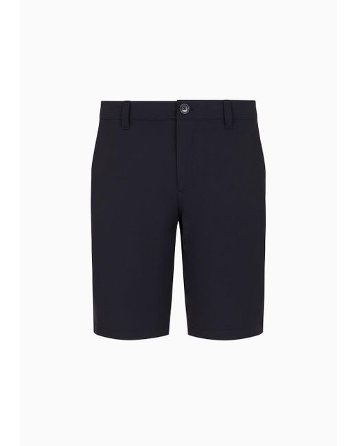 Armani Exchange Blue Chino Bermuda Shorts In Ultra Stretch Fabric for men