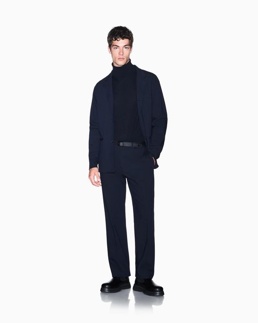 ARMANI EXCHANGE Blue Regular Fit Trousers Stretch Viscose for men