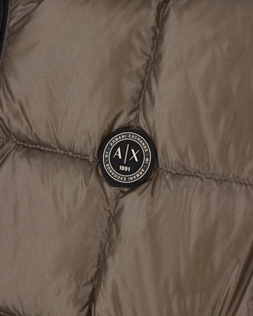 ARMANI EXCHANGE Brown Down Jacket Nylon With Down Feather Padding for men