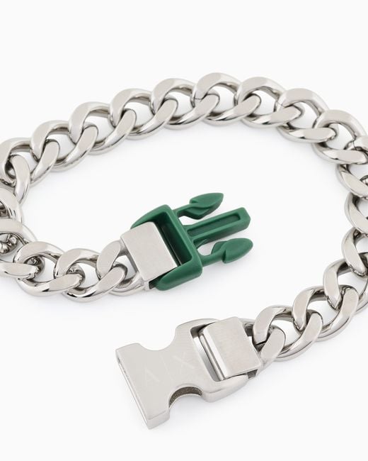 ARMANI EXCHANGE White Nylon Chain Bracelet for men