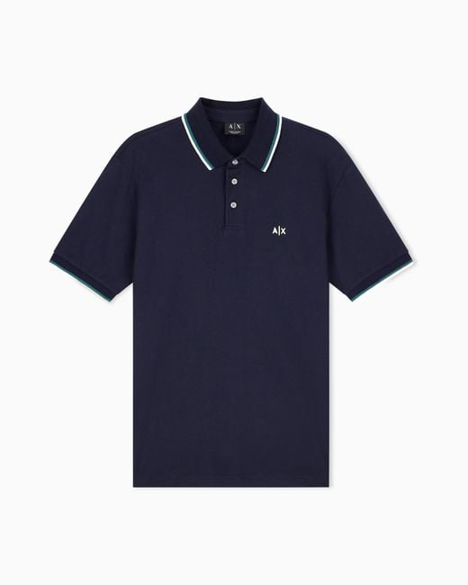 ARMANI EXCHANGE Blue Regular Fit Polo Shirt for men