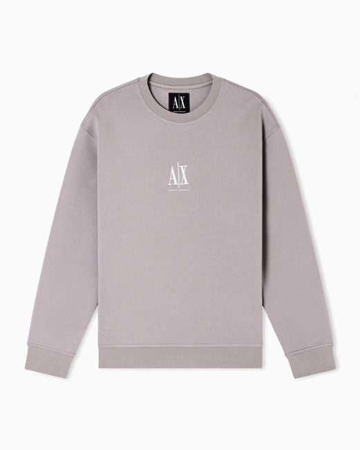 Sudadera De Algodón Elástico Con Cuello Redondo Icon ARMANI EXCHANGE de hombre de color Purple