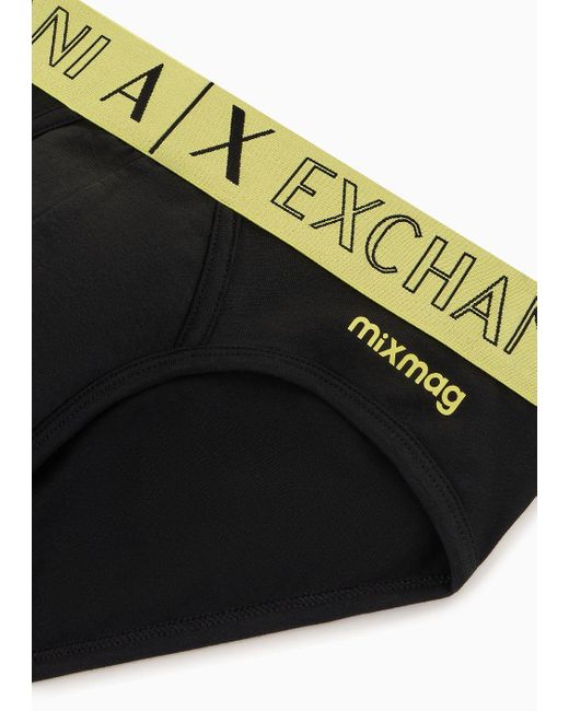 Armani Exchange Black Briefs With Contrasting Band In Asv Organic Fabric for men