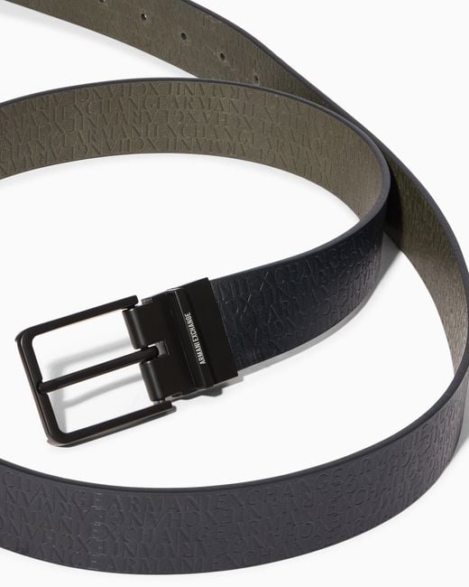 ARMANI EXCHANGE White Smooth Leather Belt With Square Buckle for men