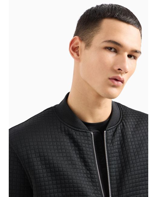 Armani Exchange Black Bomber Jacket In Textured Fabric for men