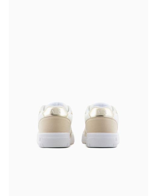 Armani Exchange White Two-tone Sneakers With Logo