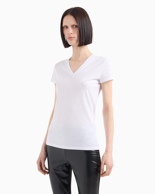 Camiseta Slim Fit En Punto De Algodón Pima ARMANI EXCHANGE de color White