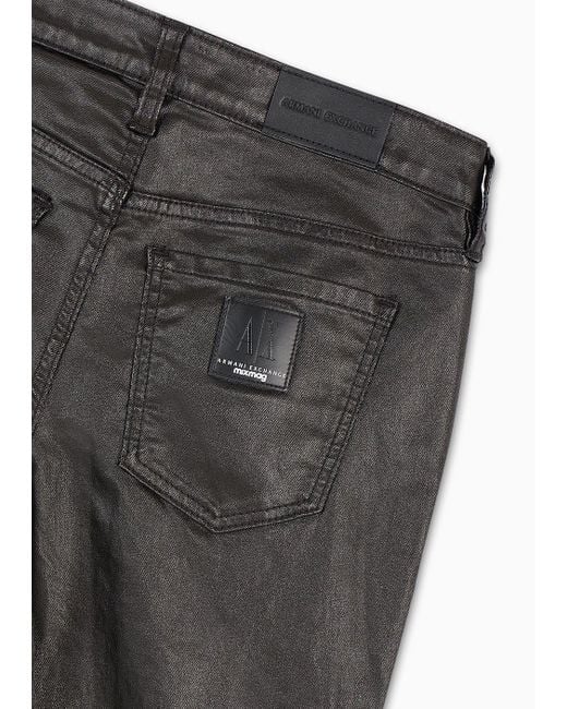 Armani Exchange Black J01 Super Skinny Jeans In Coated Fabric