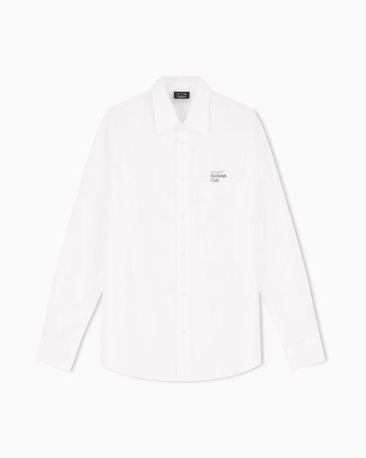 ARMANI EXCHANGE White Classic Casual Cotton Poplin Shirt for men